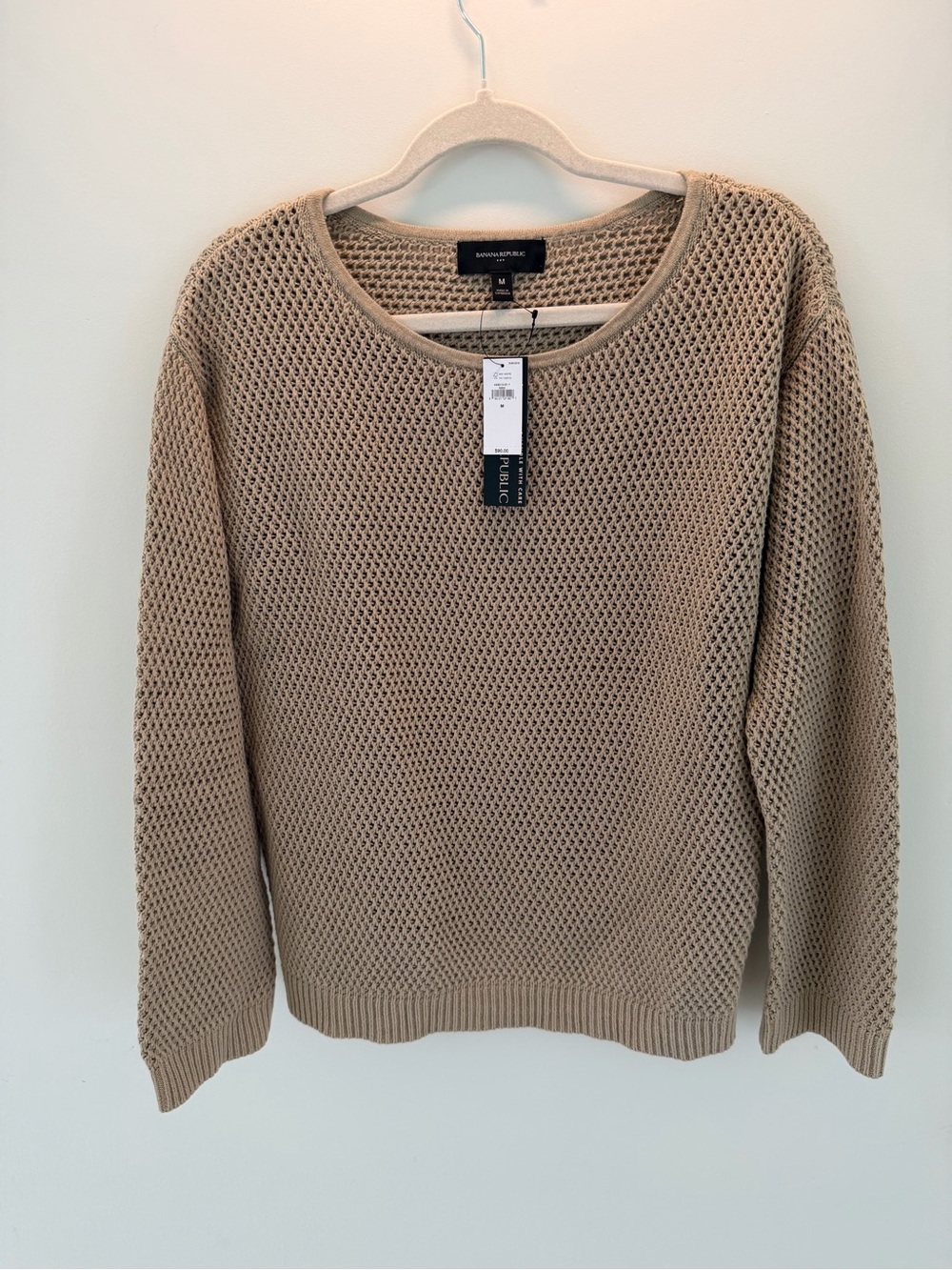 Banana Republic Tan Open-Weave Crewneck Sweater - Picture 3 of 6